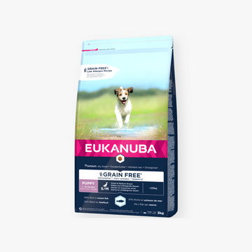 Eukanuba Grain Free Puppy Small/Medium Breed Havfisk – Tørrfôr til valp