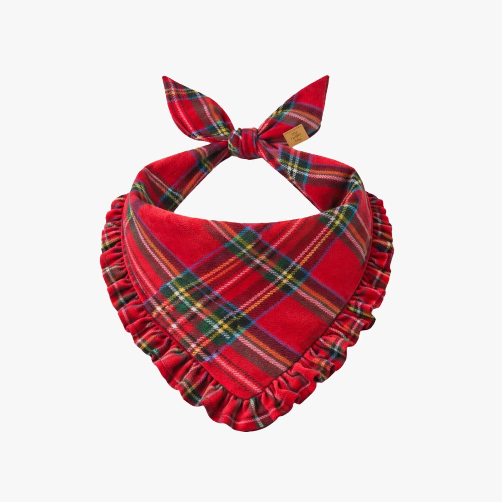 Tartan Plaid hundeskjerf med rufflekant i rødt og grønt tartanmønster