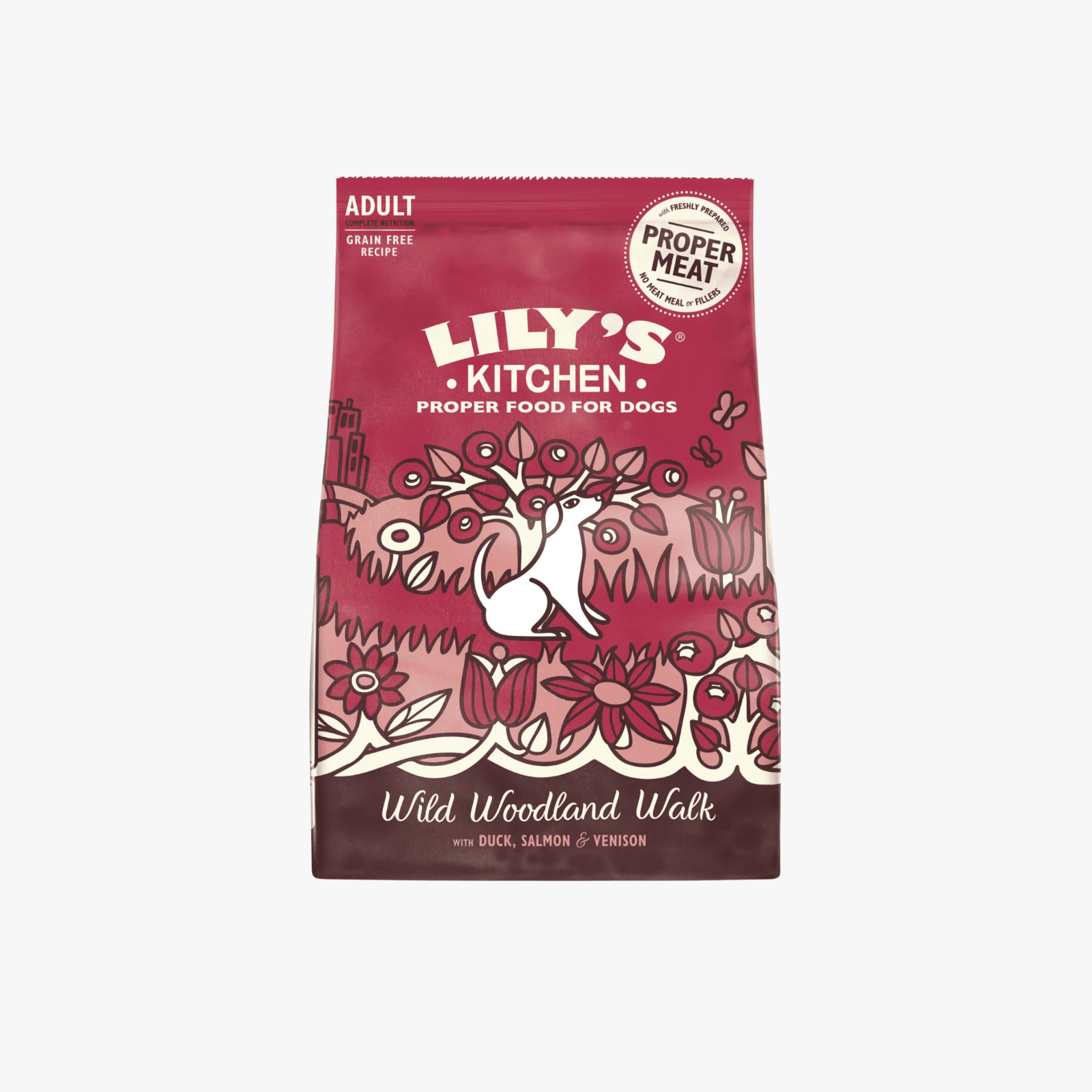 Lily’s Kitchen Wild Woodland Walk – Tørrfôr for voksne hunder med And, Laks og Viltkjøtt