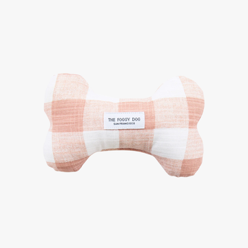 Blush Pink Gingham Dog Bone - Pipeleke i stoff
