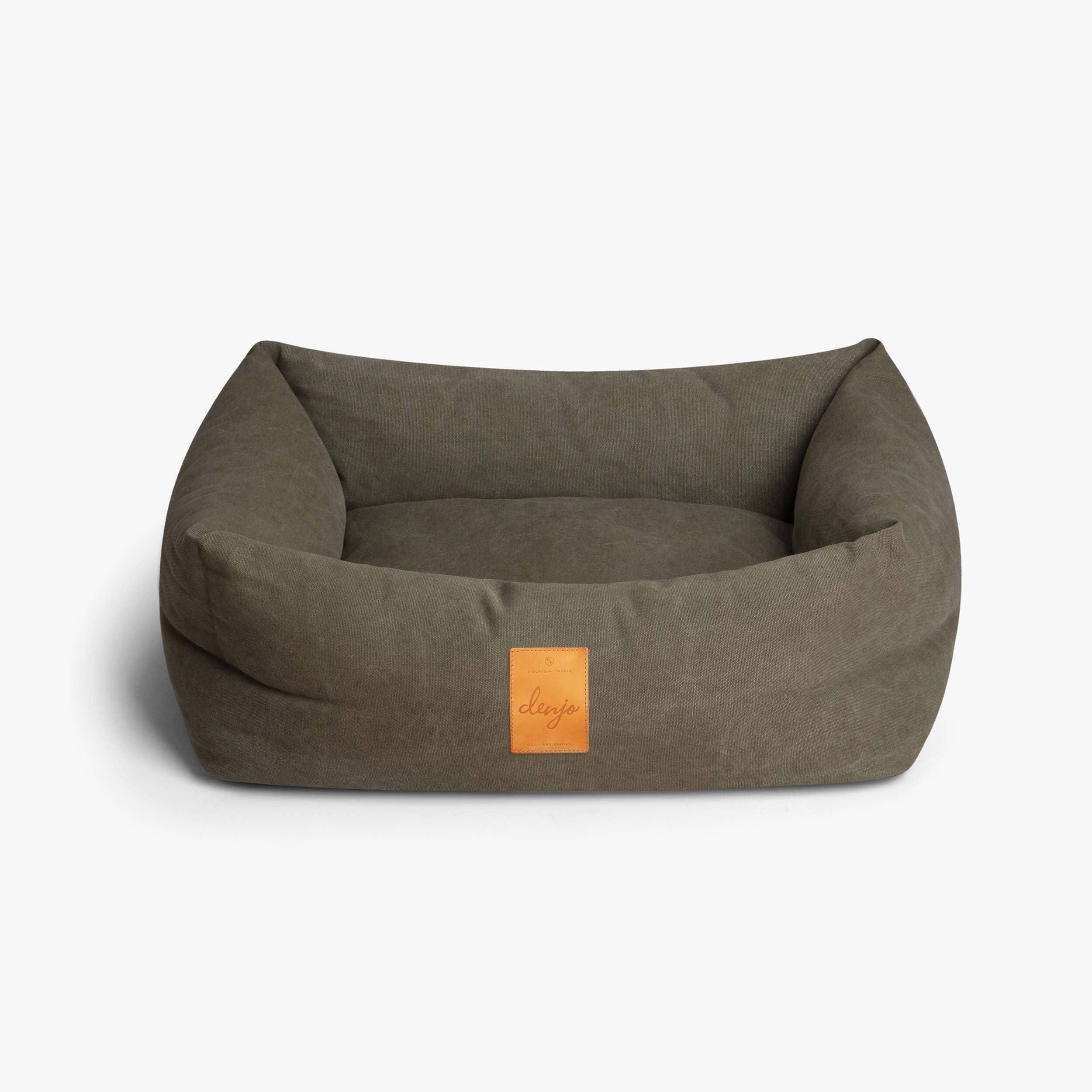 Classic Nest Desert Green - Klassisk hundeseng m/lærdetaljer