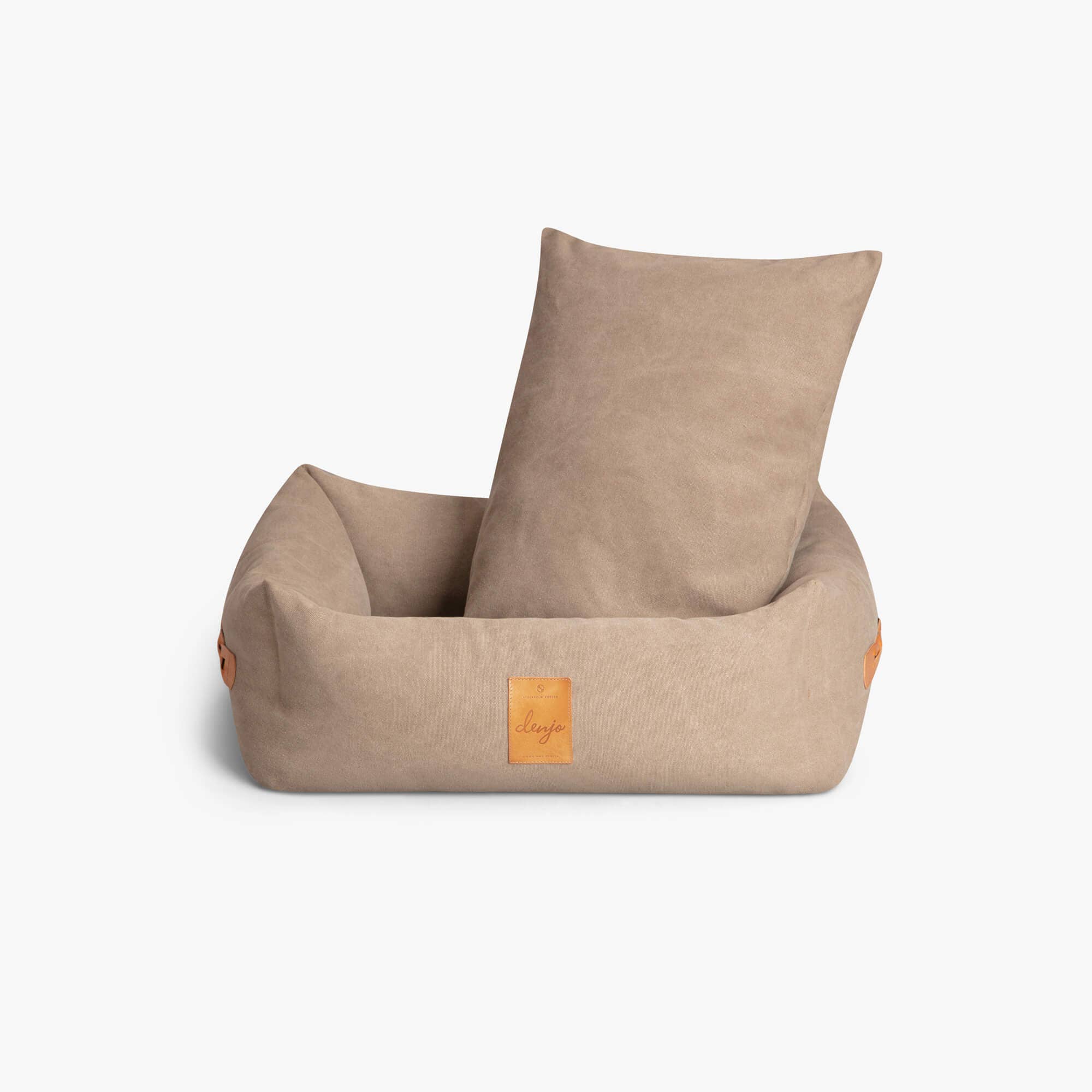 Classic Nest Sand Beige - Klassisk hundeseng m/lærdetaljer