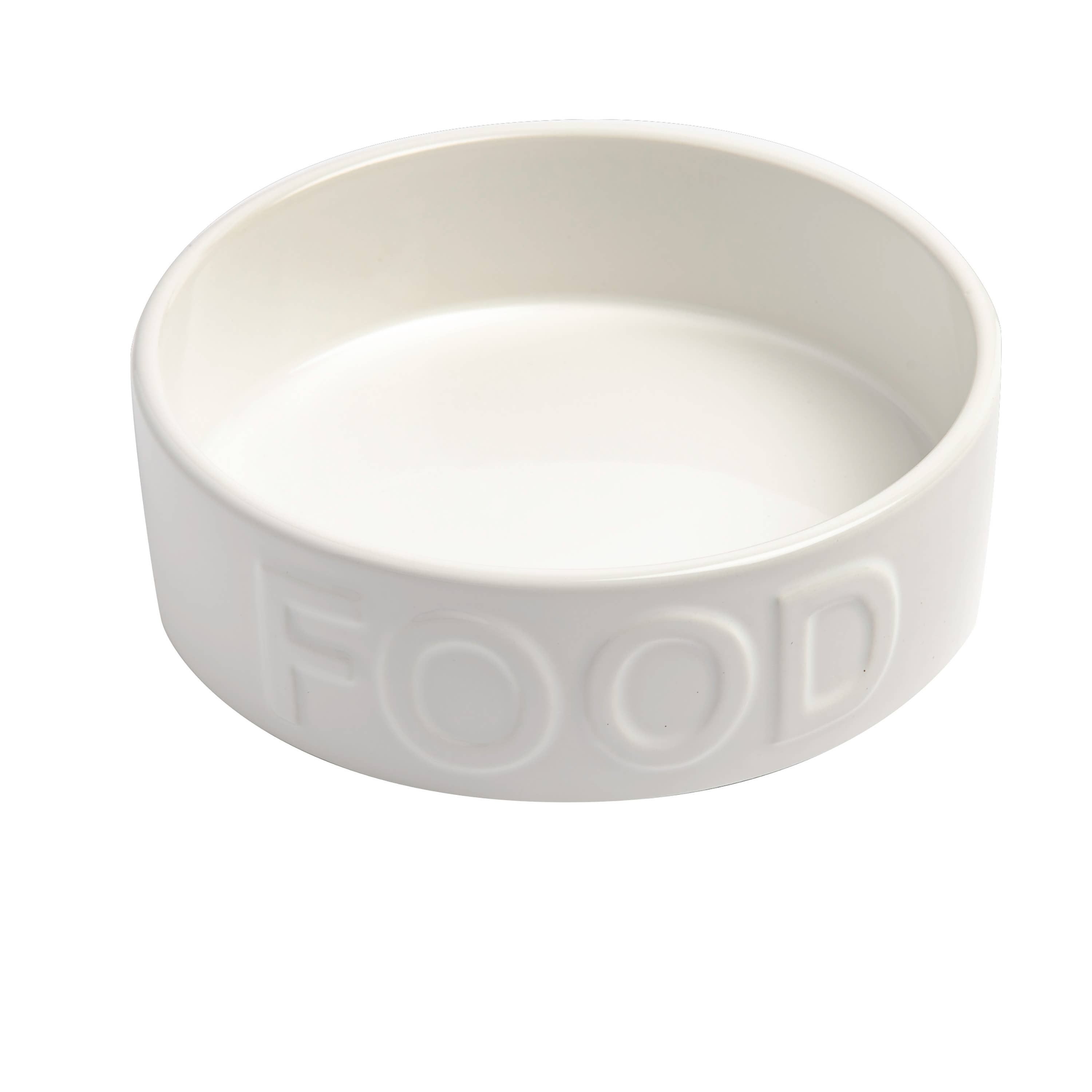Klassisk "FOOD" Hundeskål - Hvit