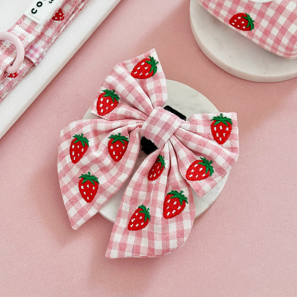 Strawberry Picnic Sailor Bow Tie - Hundesløyfe