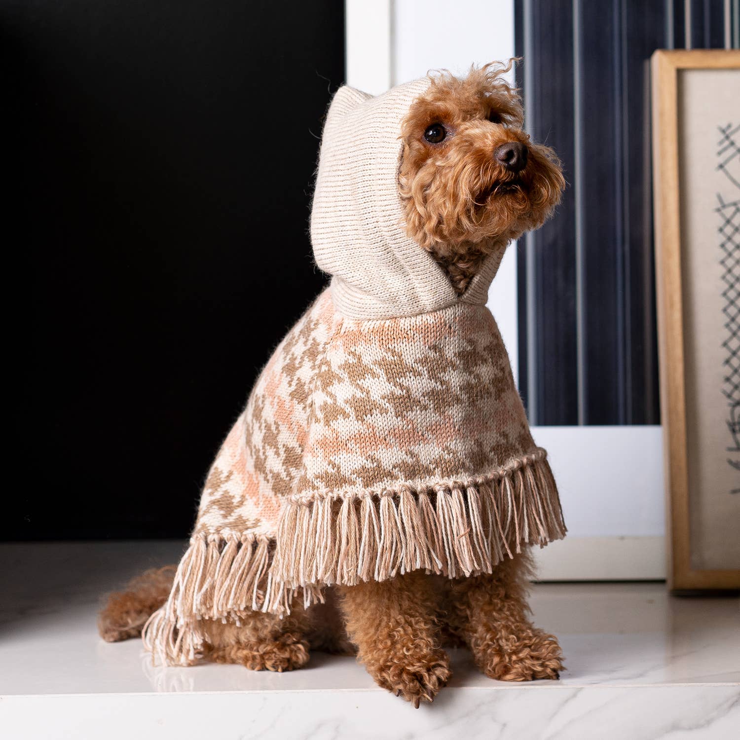 Soft Houndstooth – Alpaca Hundegenser/Poncho