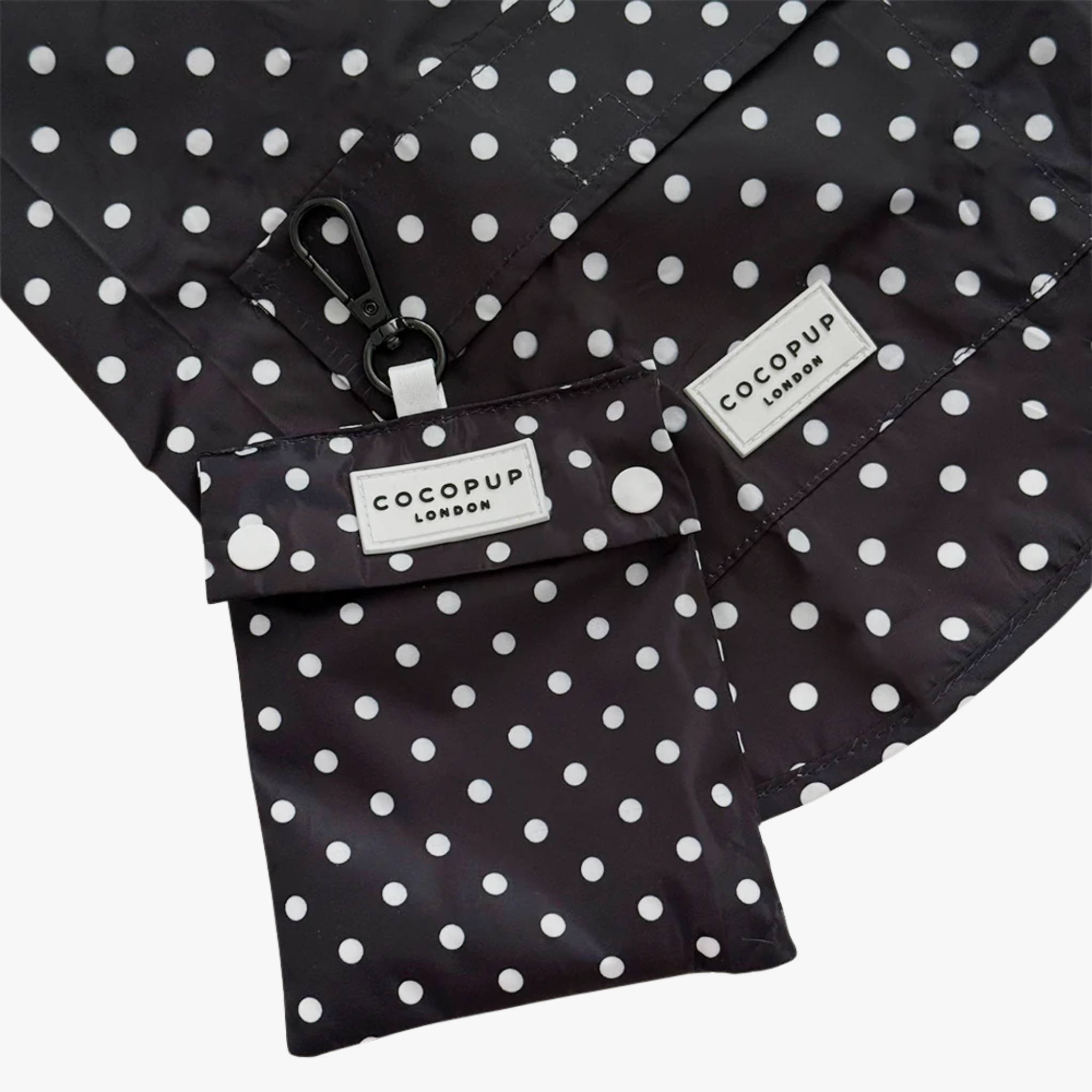 Black Polka Dot - Regnjakke til hund
