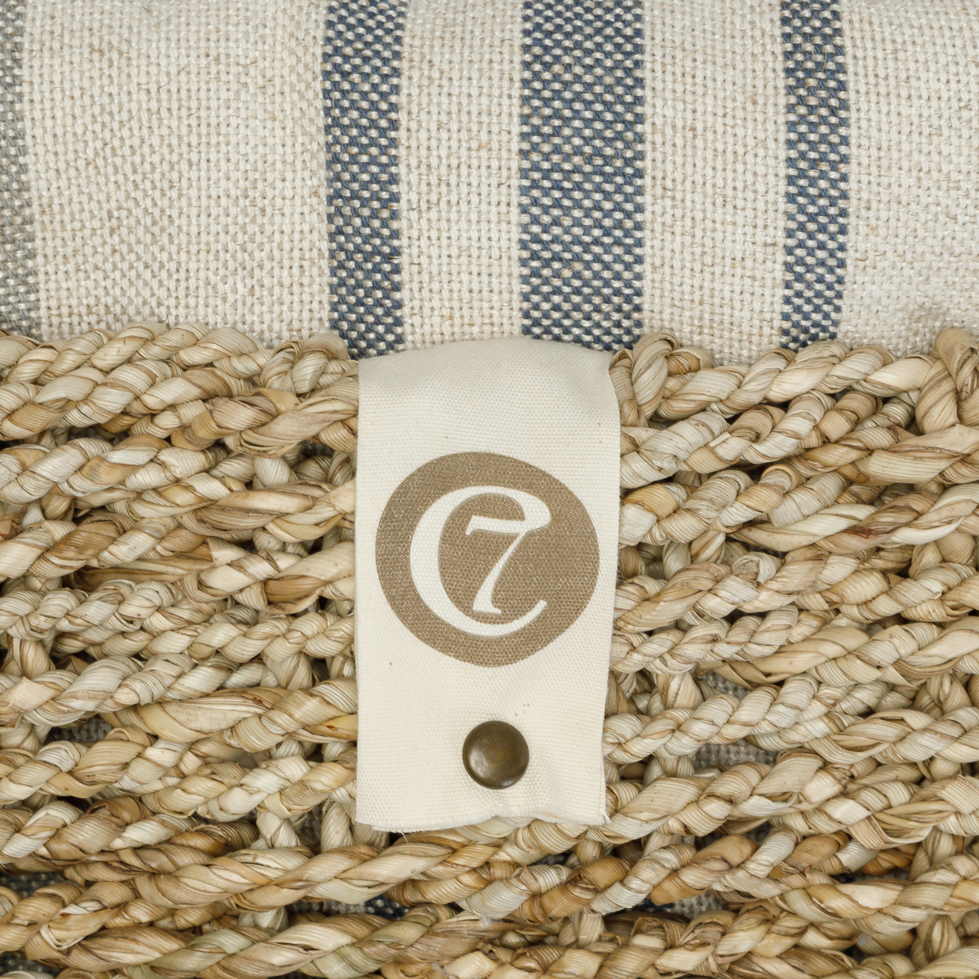 Lazy Linen Stripes Natural/Blue - Hundeseng
