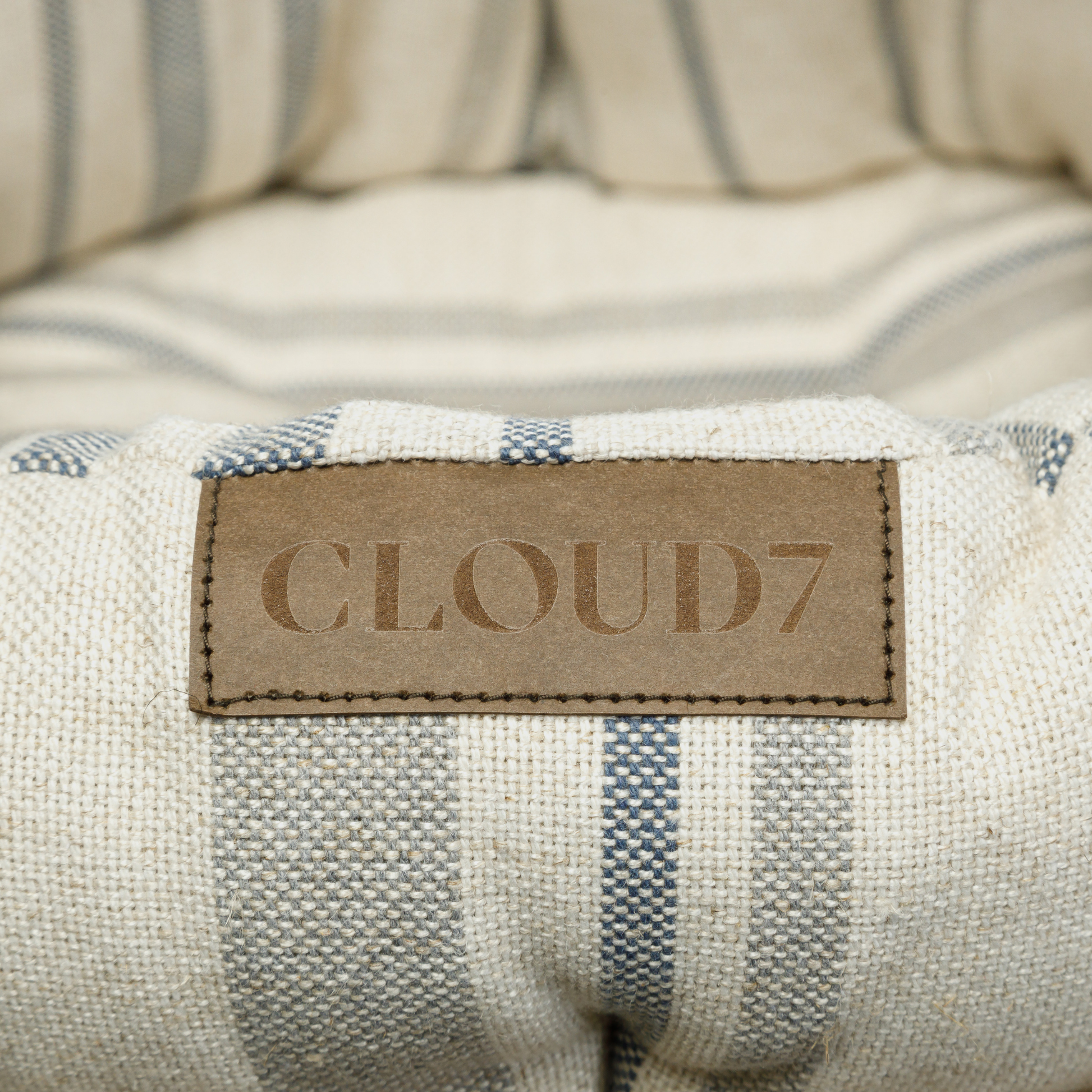 Lazy Linen Stripes Natural/Blue - Hundeseng