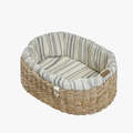 Lazy Linen Stripes Natural/Blue - Hundeseng