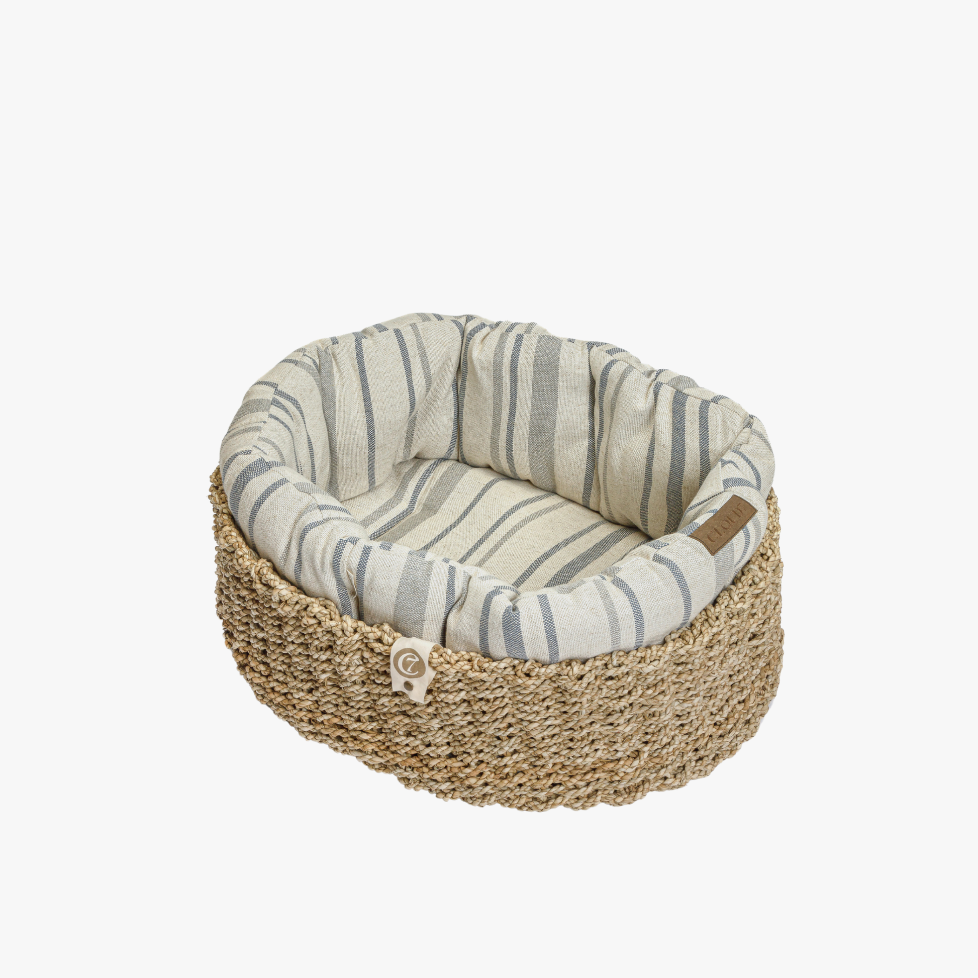 Lazy Linen Stripes Natural/Blue - Hundeseng