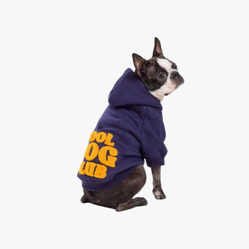 COOL DOG CLUB marineblå hettegenser m/brodering