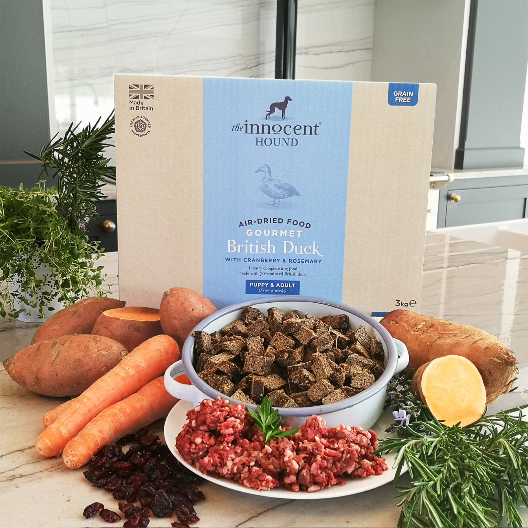 The Innocent Hound Gourmet British Duck – Lufttørket hundefôr med britisk and