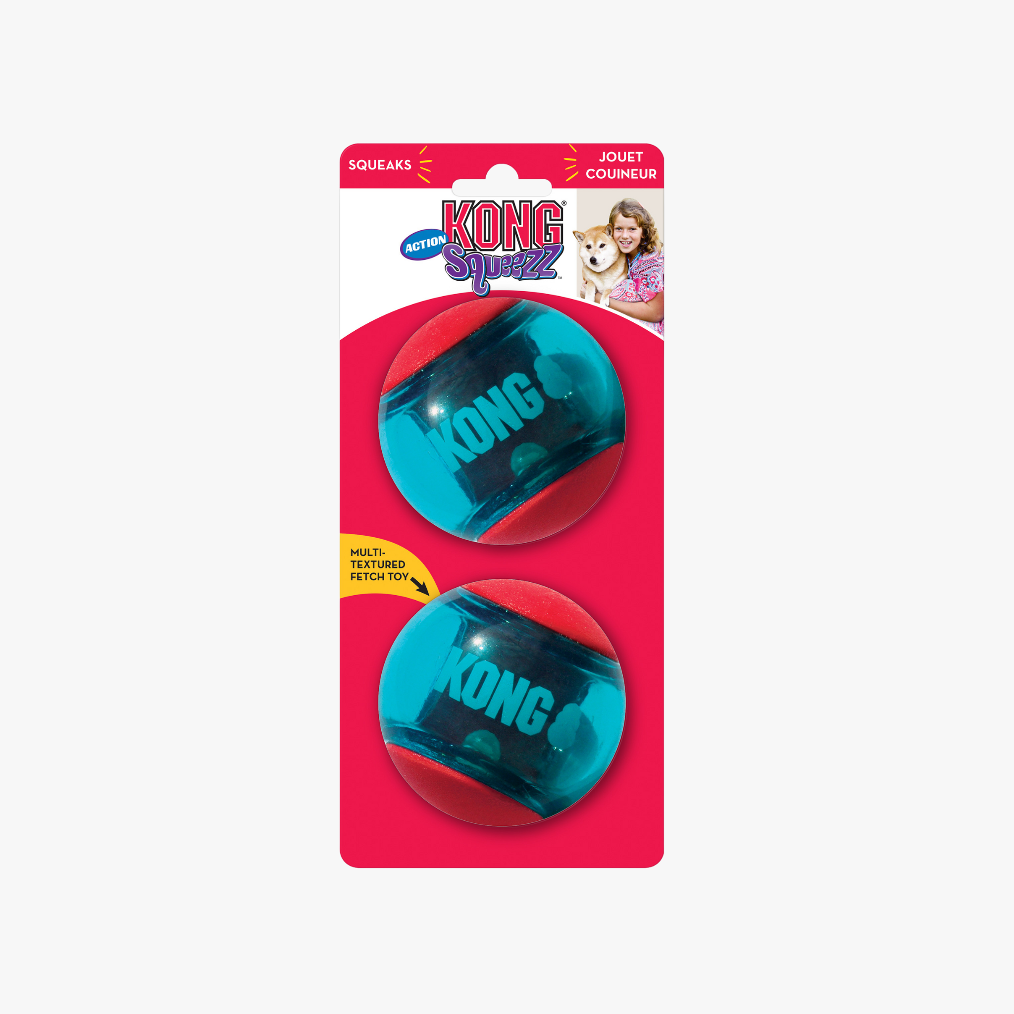 KONG Squeezz Action Ball – Hundeball med pipelyd