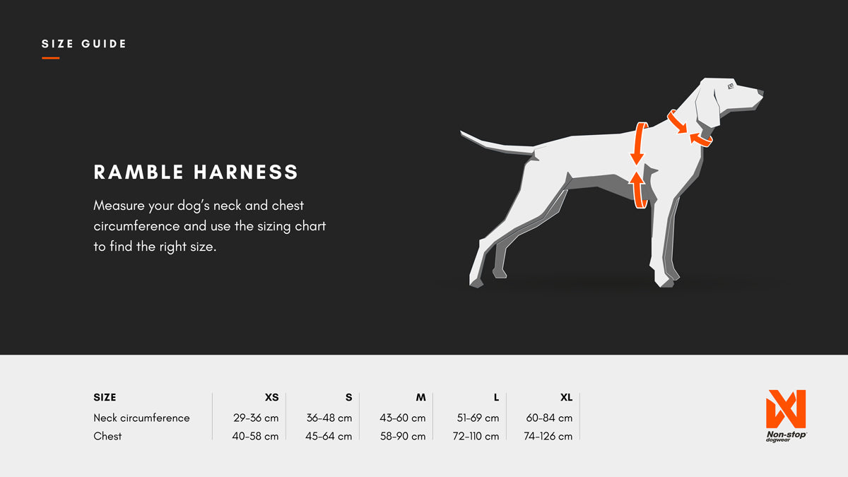 Ramble Harness - Allsidig hverdagssele, Sort/Orange