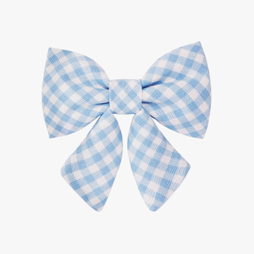 Sky Blue Gingham Lady Bow - Hundesløyfe
