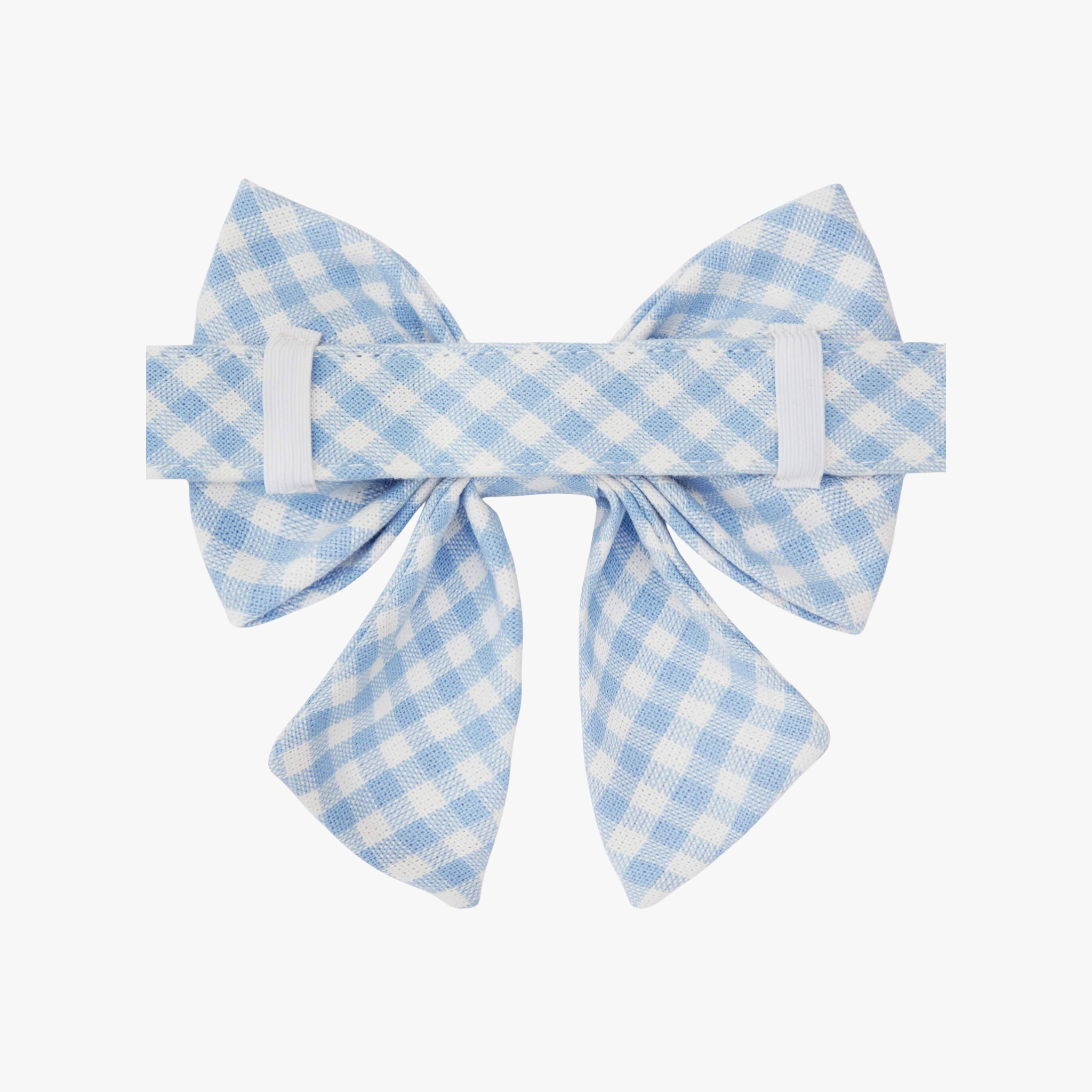 Sky Blue Gingham Lady Bow - Hundesløyfe
