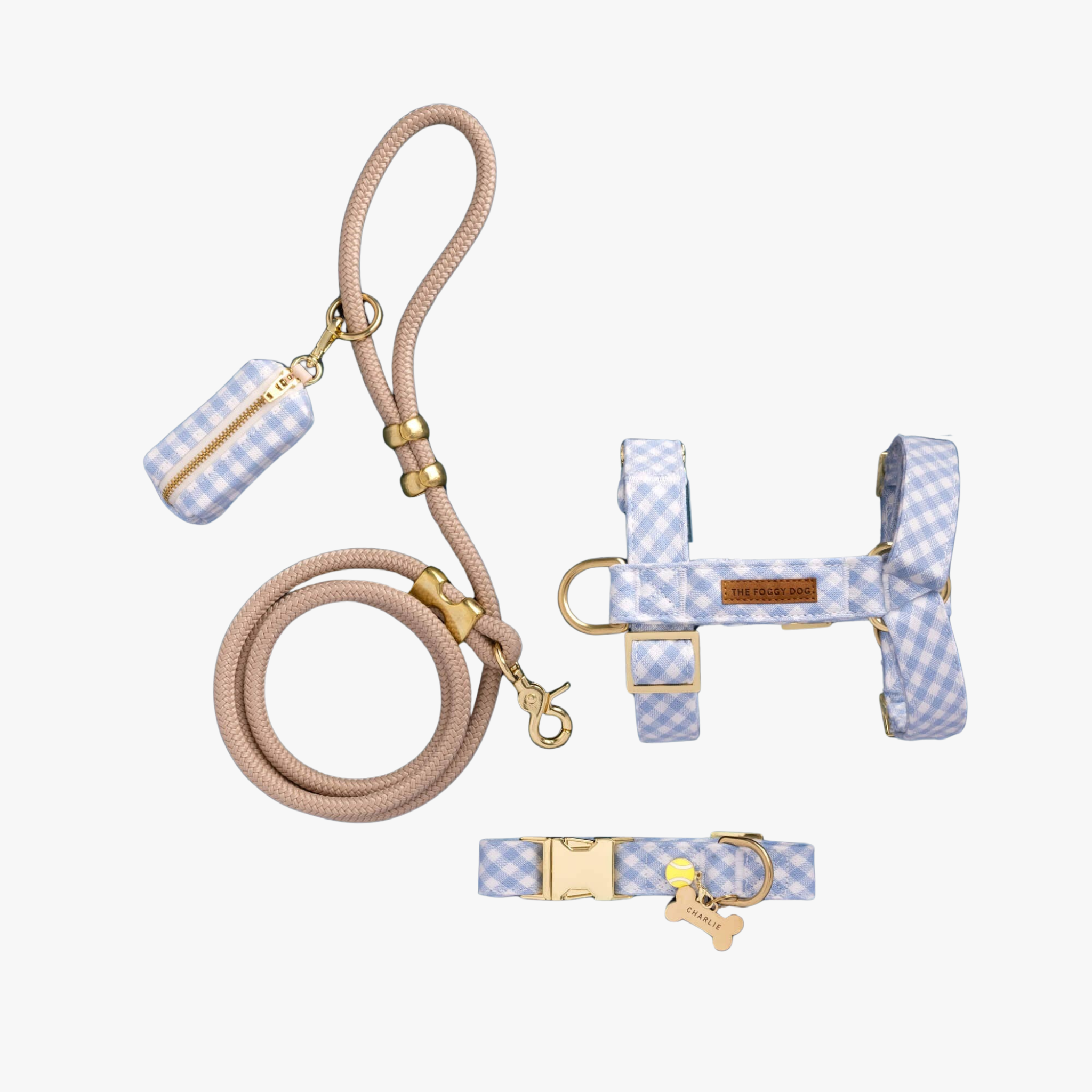 Sky Blue Gingham Spring - Hundehalsbånd