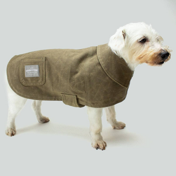 Waxed Canvas Dog Jacket Tan - Vokset canvas hundejakke