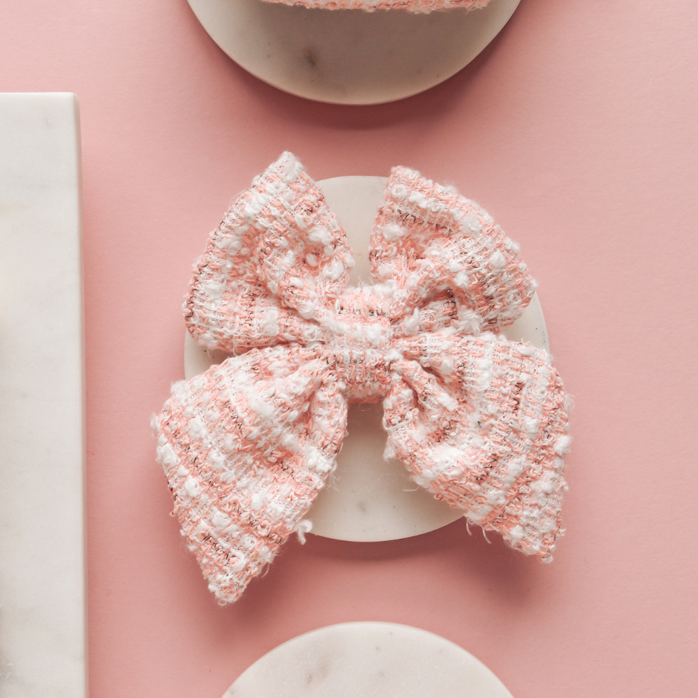Pink Textured Tweed Sailor Bow Tie - Hundesløyfe