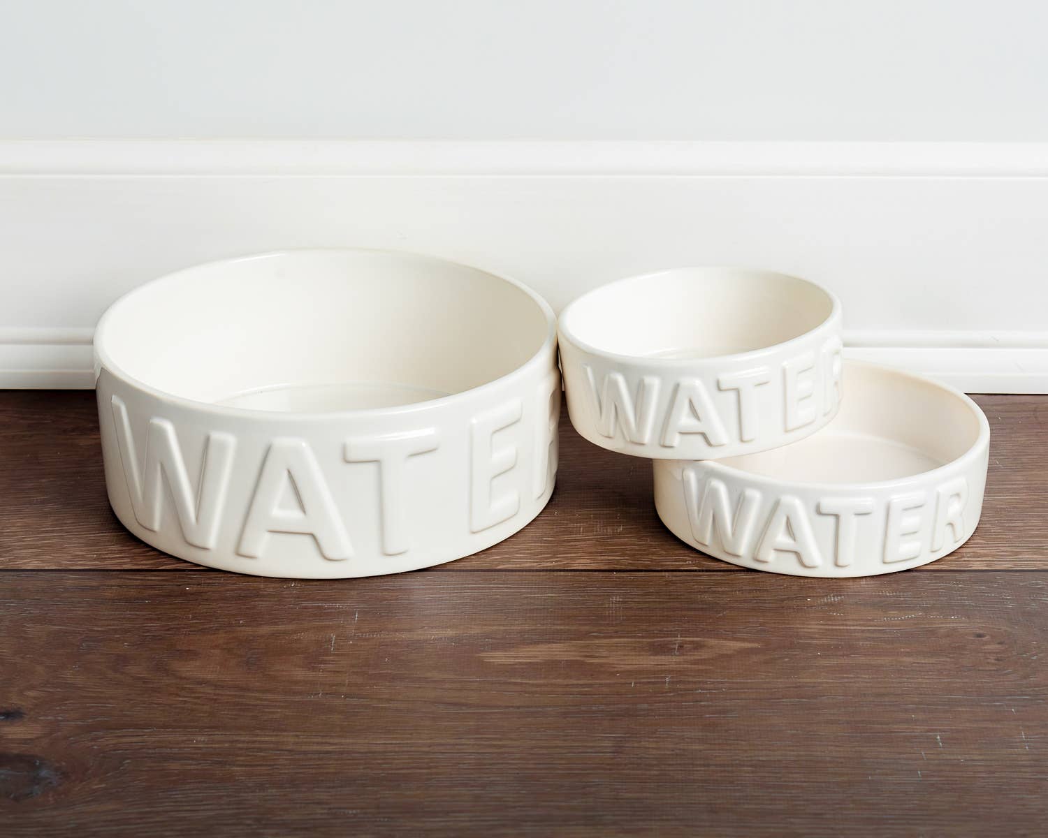 Klassisk "WATER" Hundeskål - Hvit