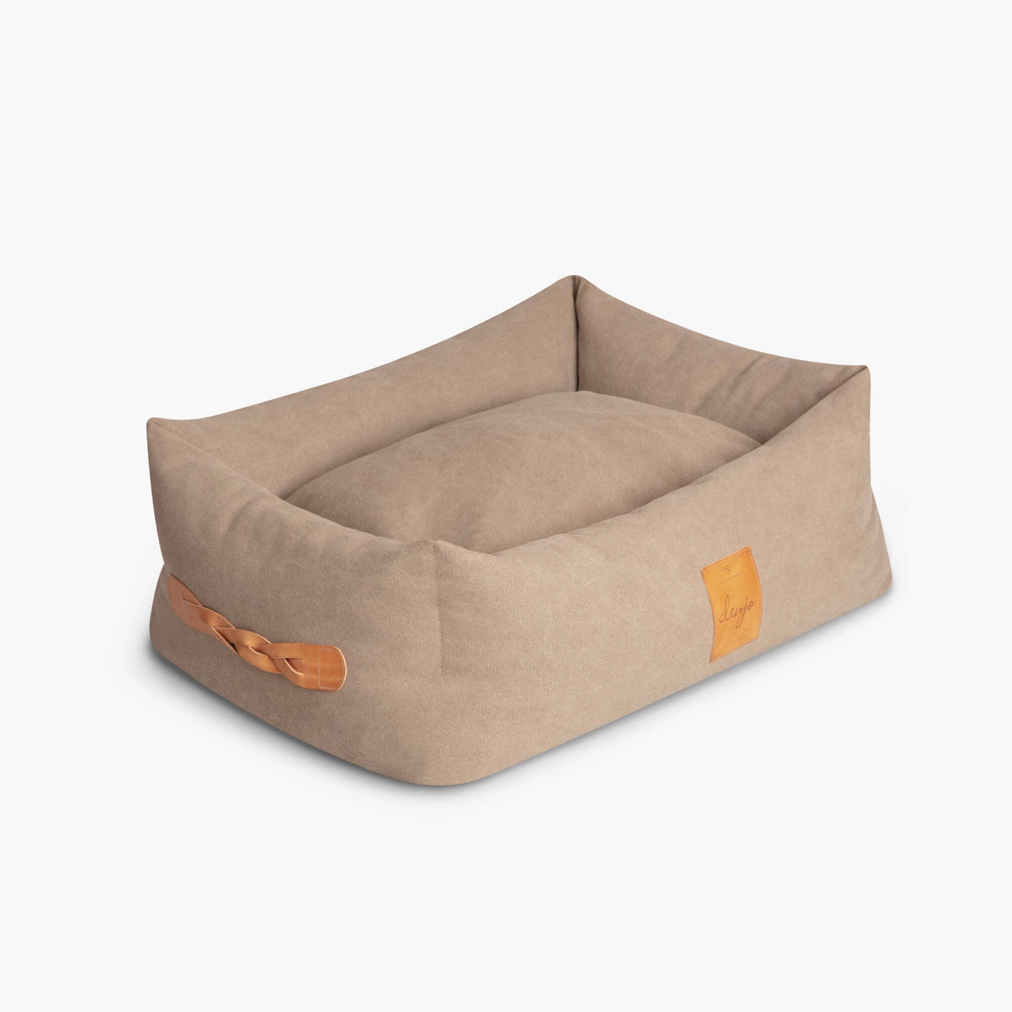 Classic Nest Sand Beige - Klassisk hundeseng m/lærdetaljer