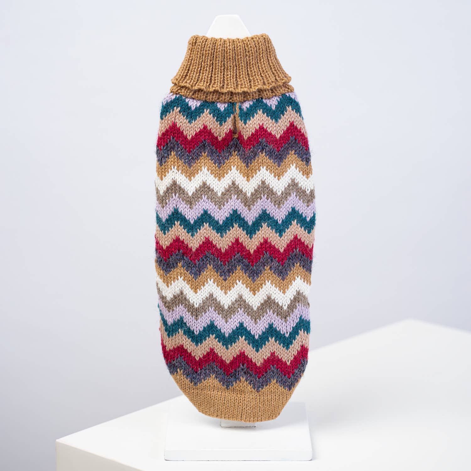 Camel Chevron Knit – Ullgenser til hund
