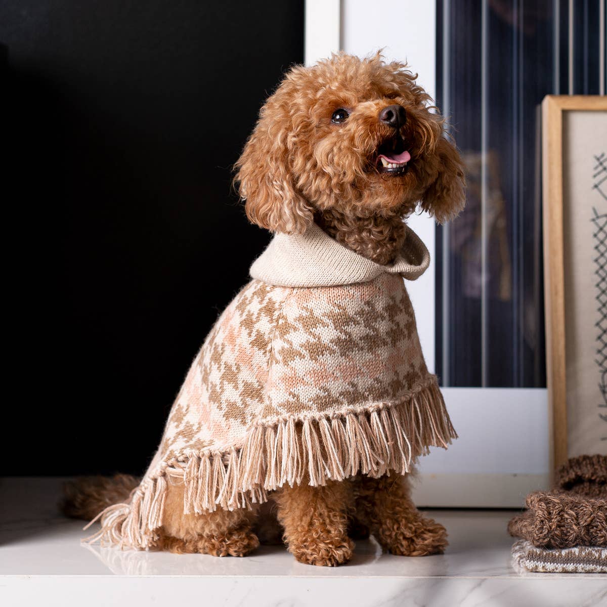 Soft Houndstooth – Alpaca Hundegenser/Poncho