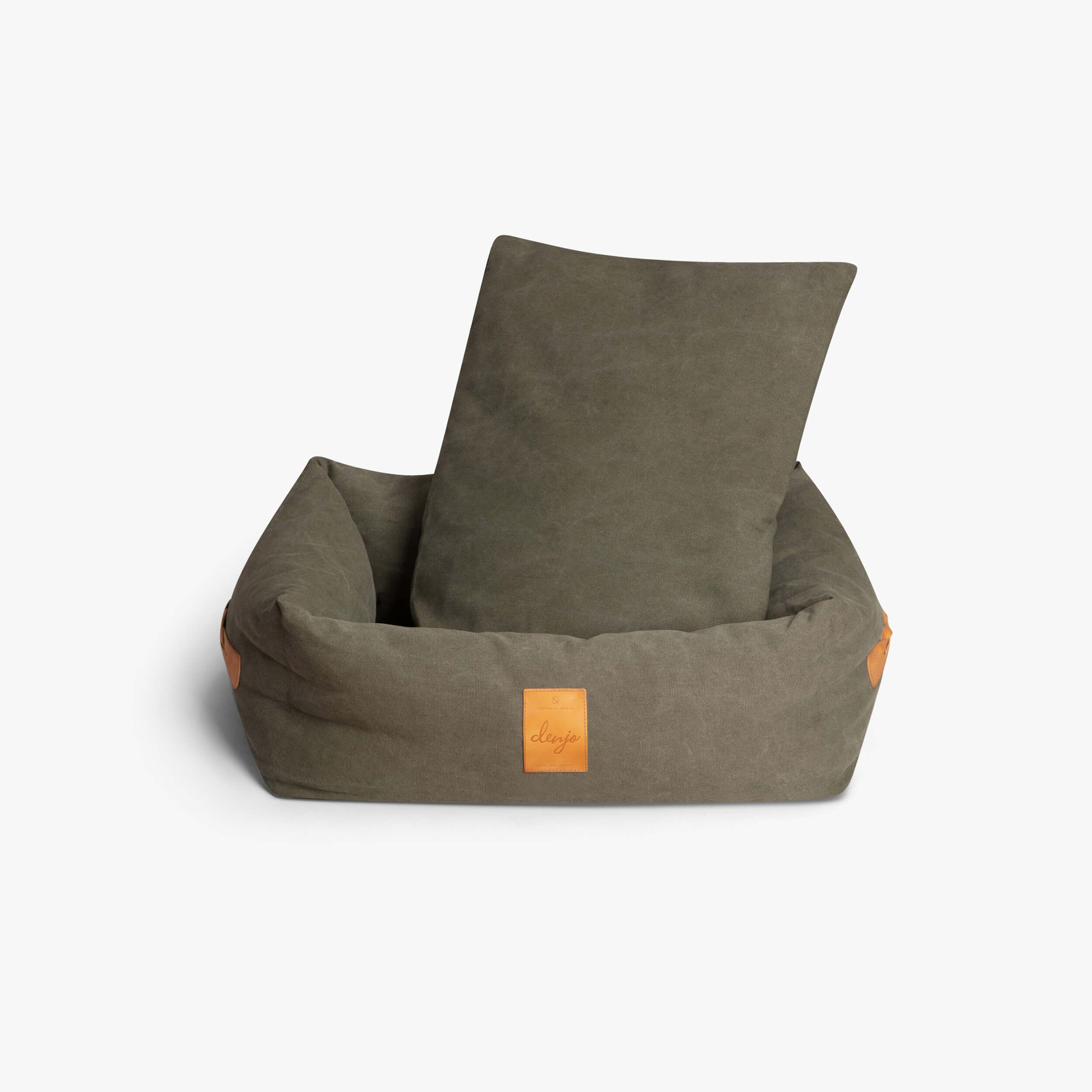 Classic Nest Desert Green - Klassisk hundeseng m/lærdetaljer