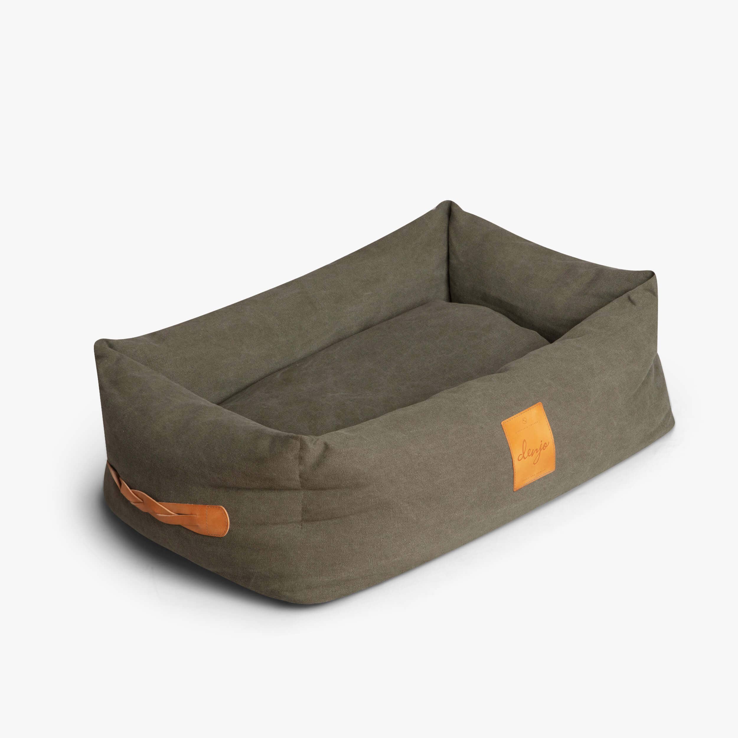 Classic Nest Desert Green - Klassisk hundeseng m/lærdetaljer
